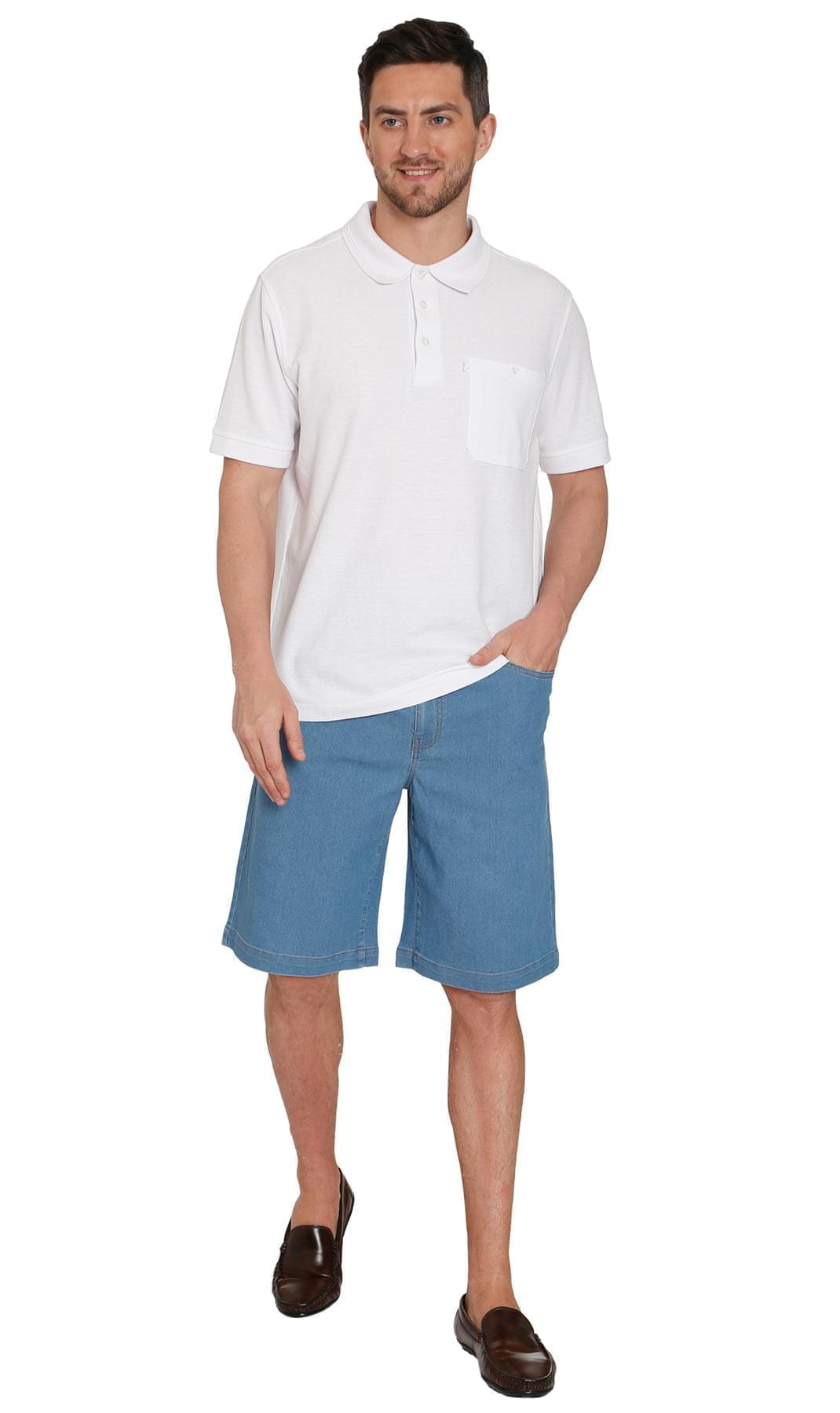 Men's Pull-On Stretch Denim and Twill Shorts with Elastic Waist