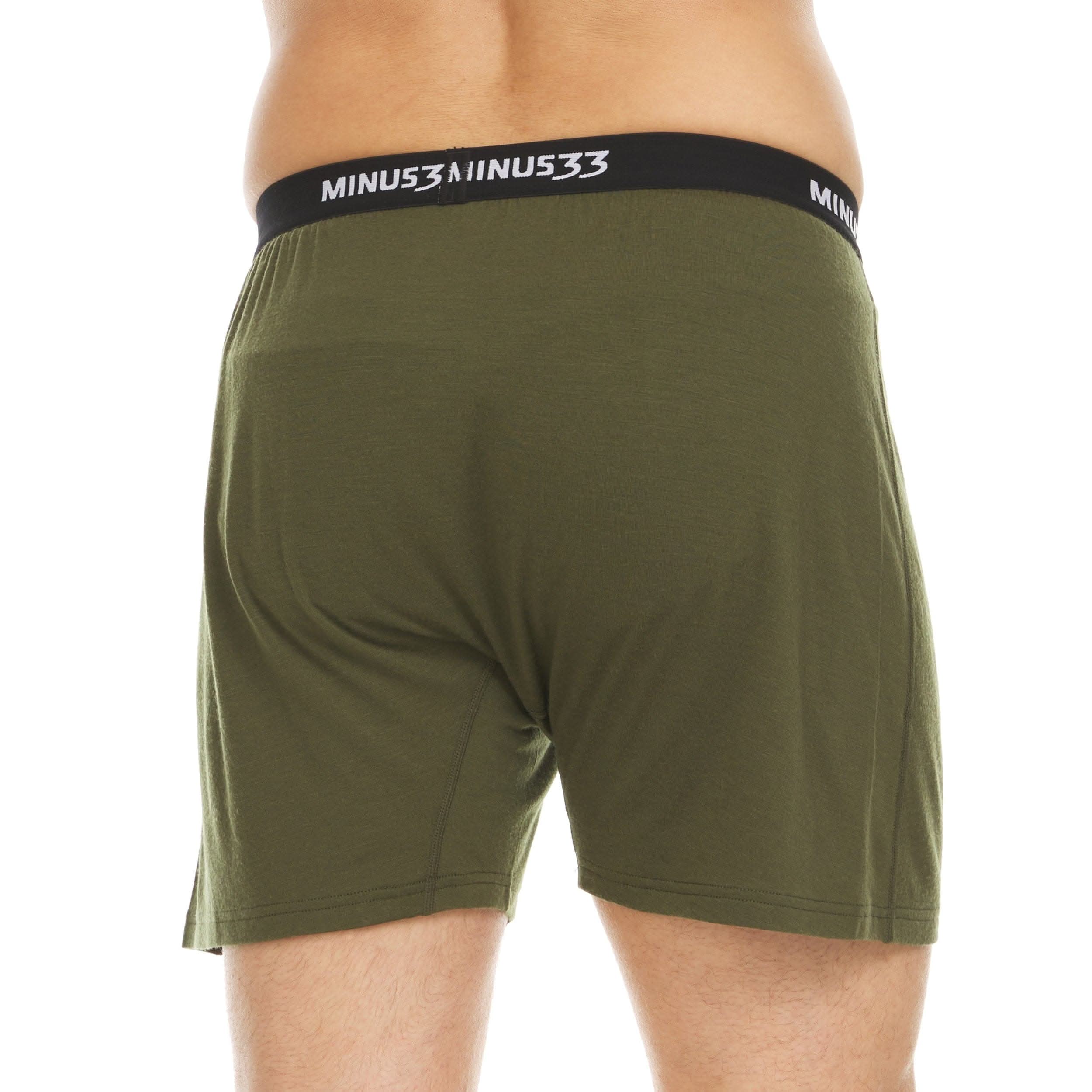 Microweight Men's Merino Wool Boxer Shorts in Olive or Black