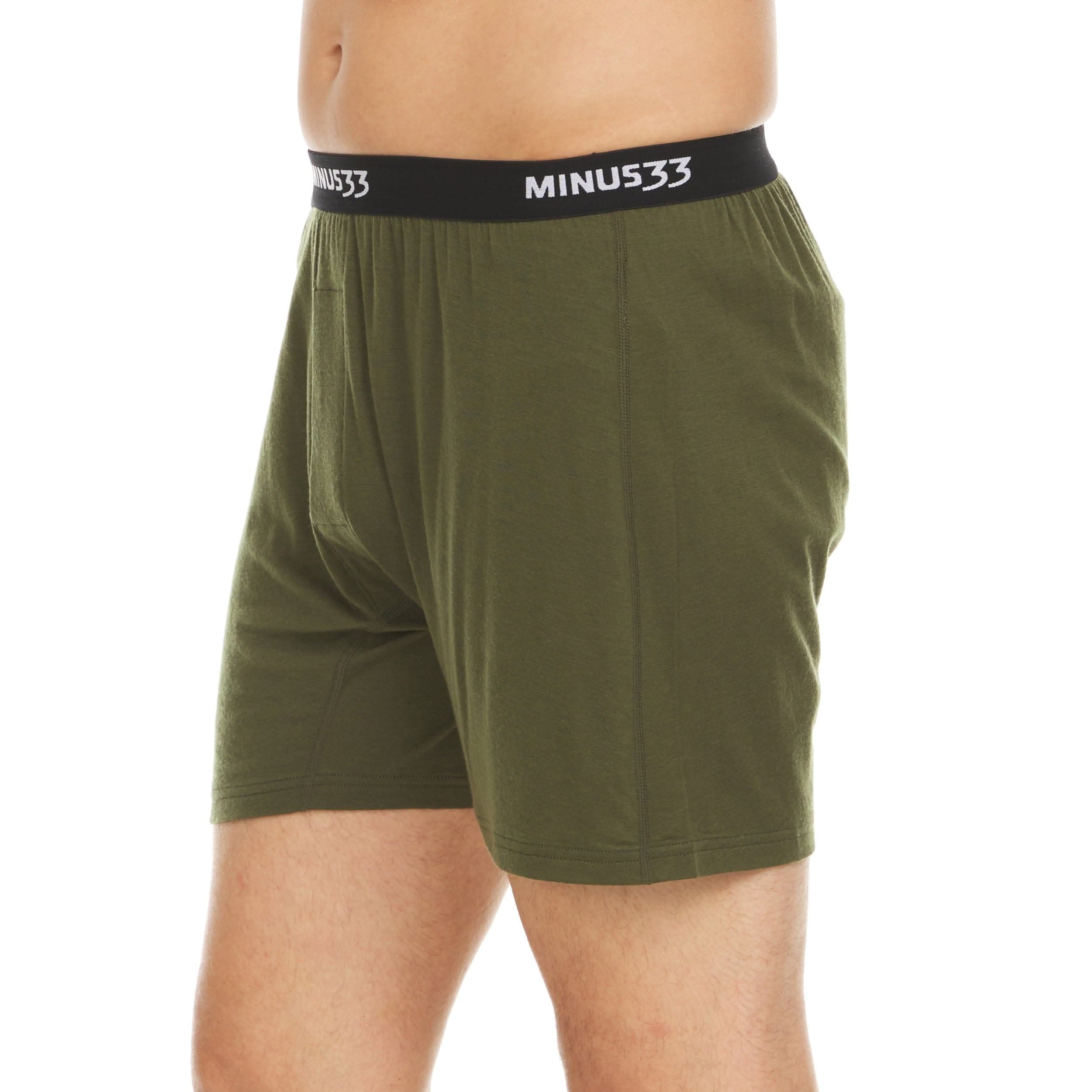 Microweight Men's Merino Wool Boxer Shorts in Olive or Black