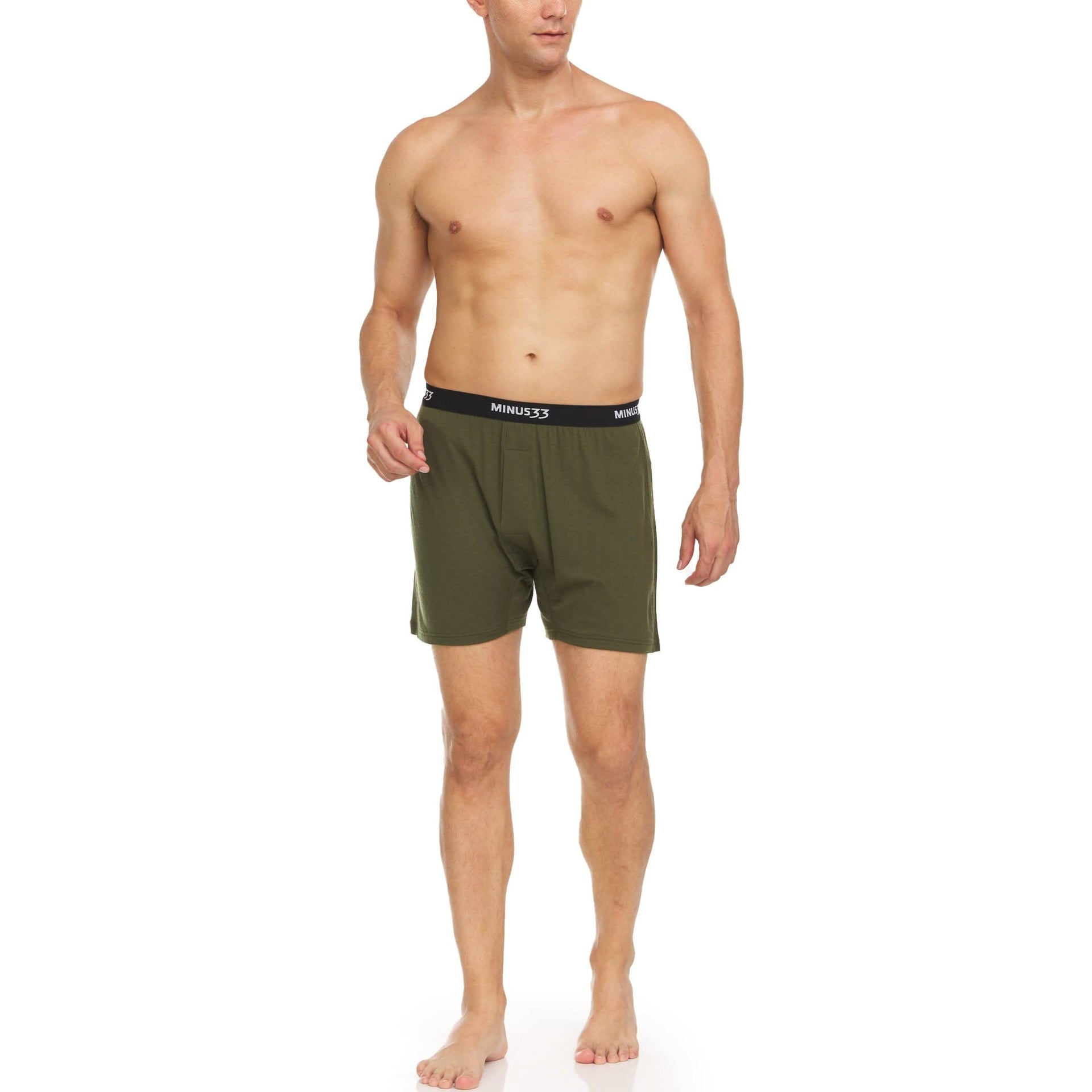 Microweight Men's Merino Wool Boxer Shorts in Olive or Black