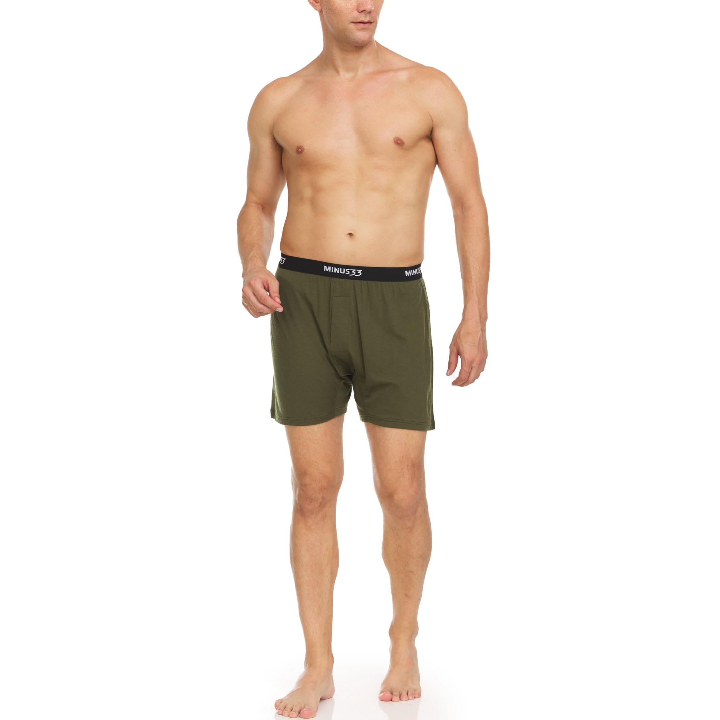Microweight Men's Merino Wool Boxer Shorts in Olive or Black