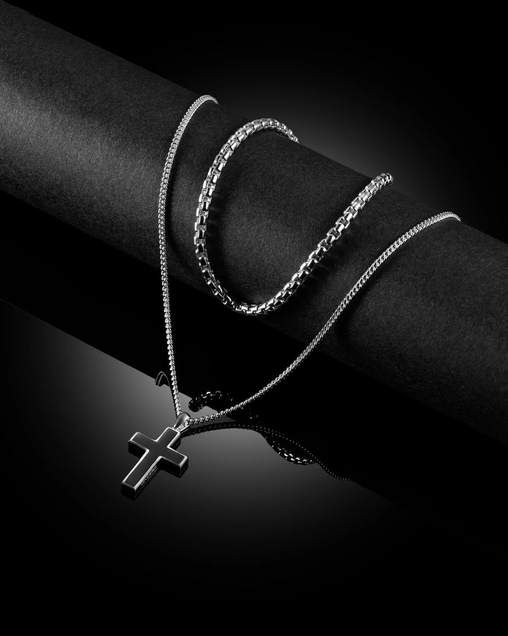 Sterling Silver Cross Pendant Necklace with Box Chain