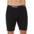 Men's Microweight Merino Wool Pouch Boxer Briefs in solid black, featuring a supportive pouch and athletic fitted design.