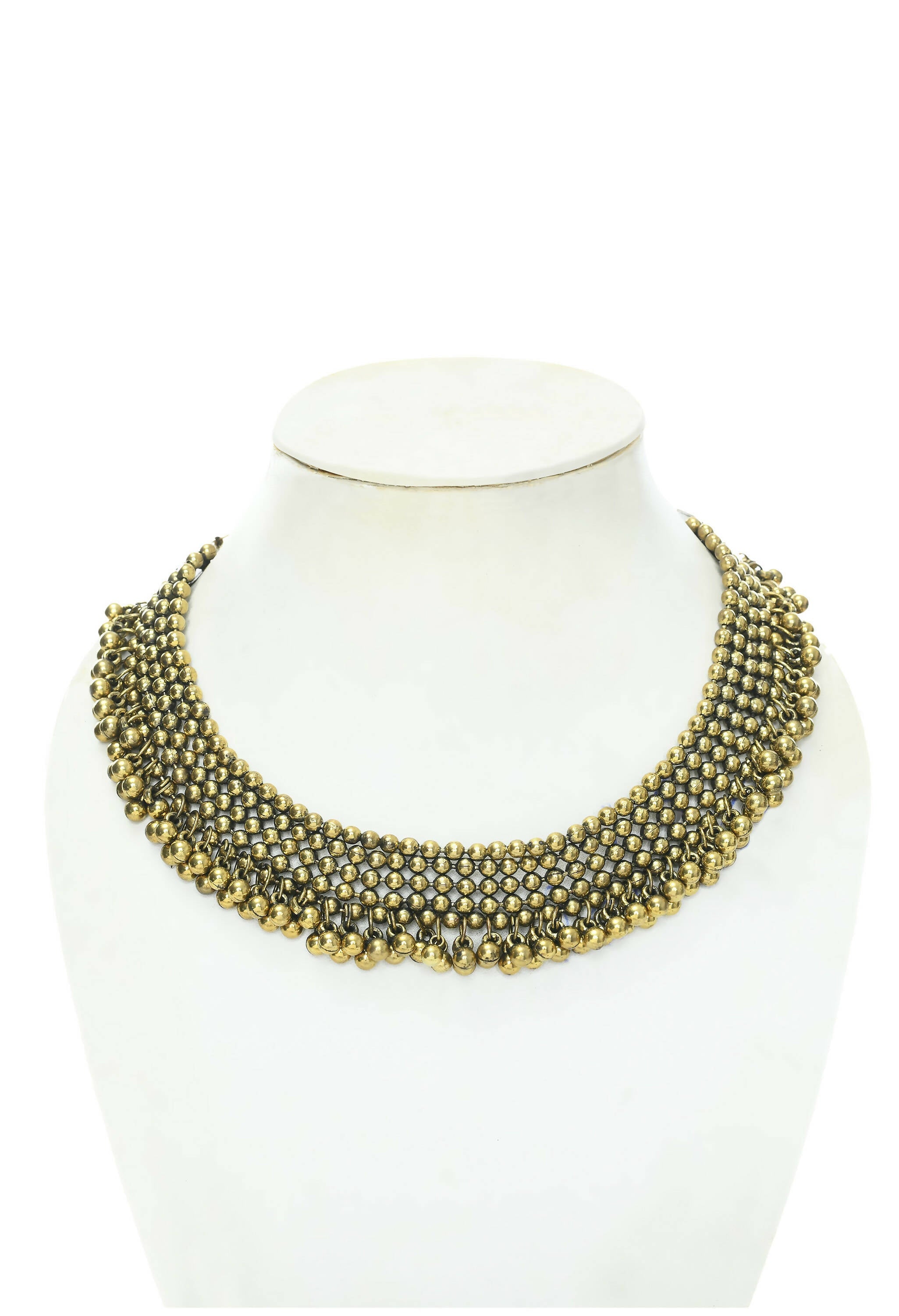 Gold-Polished Ghungroo Choker Set Oxidised Brass Jewelry