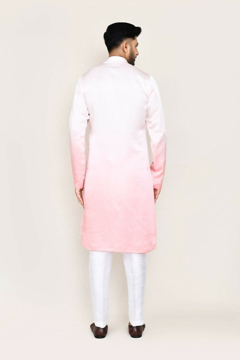 White Satin Silk Kurta and Straight Fit Pant Set