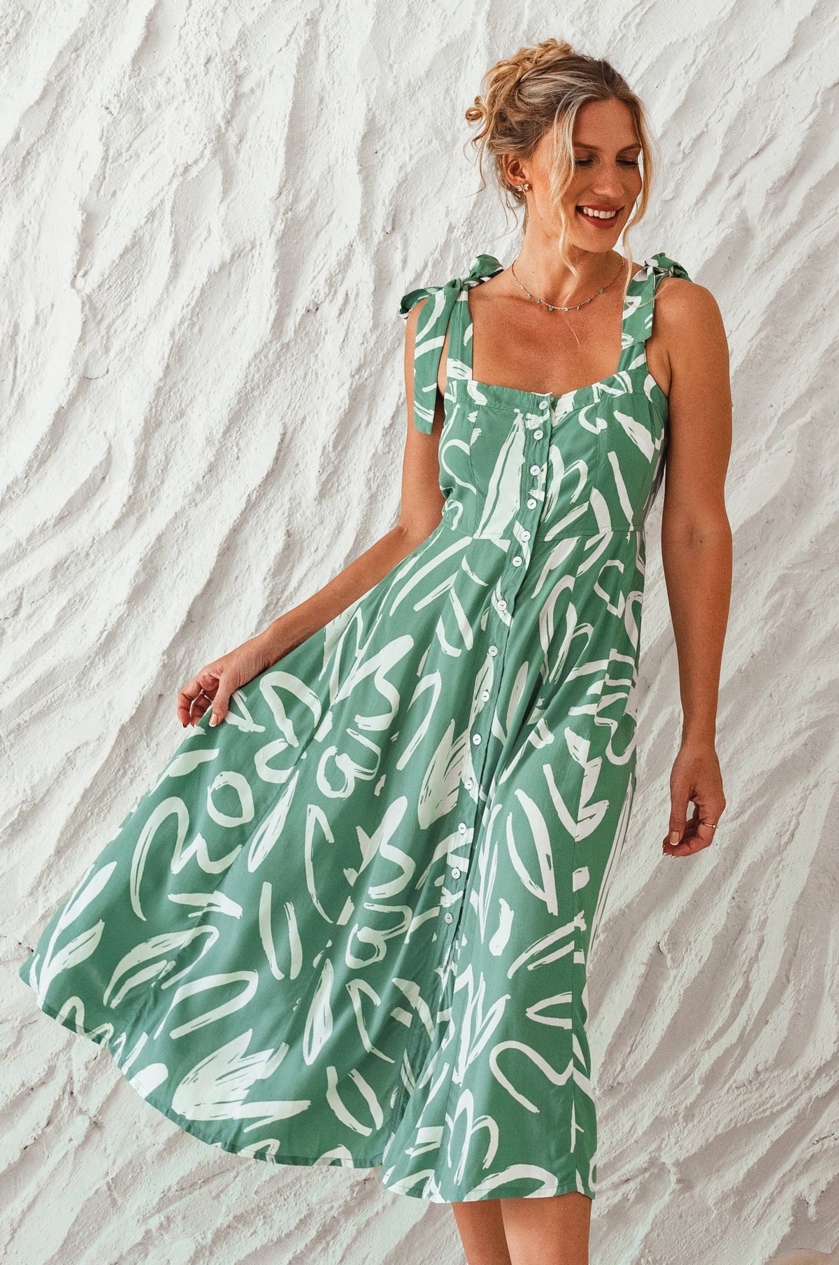 Mia Vita Button Down Dress With Ties