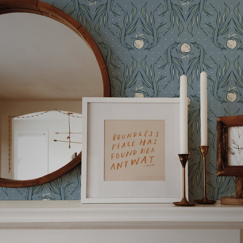 Mia patterned wallpaper by Erin Silliman Designs on a smooth interior wall surface