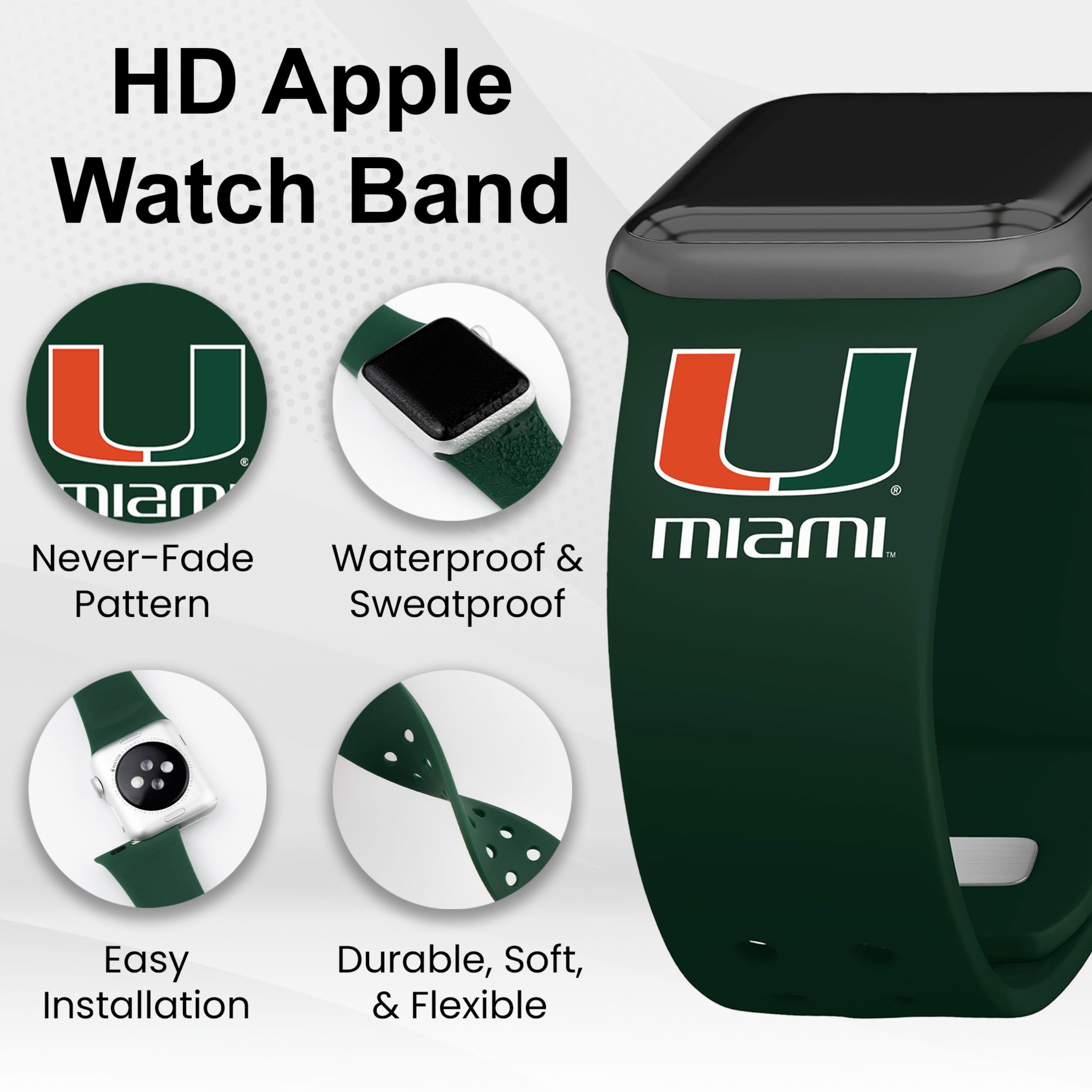 Miami Hurricanes HD Apple Watch Band