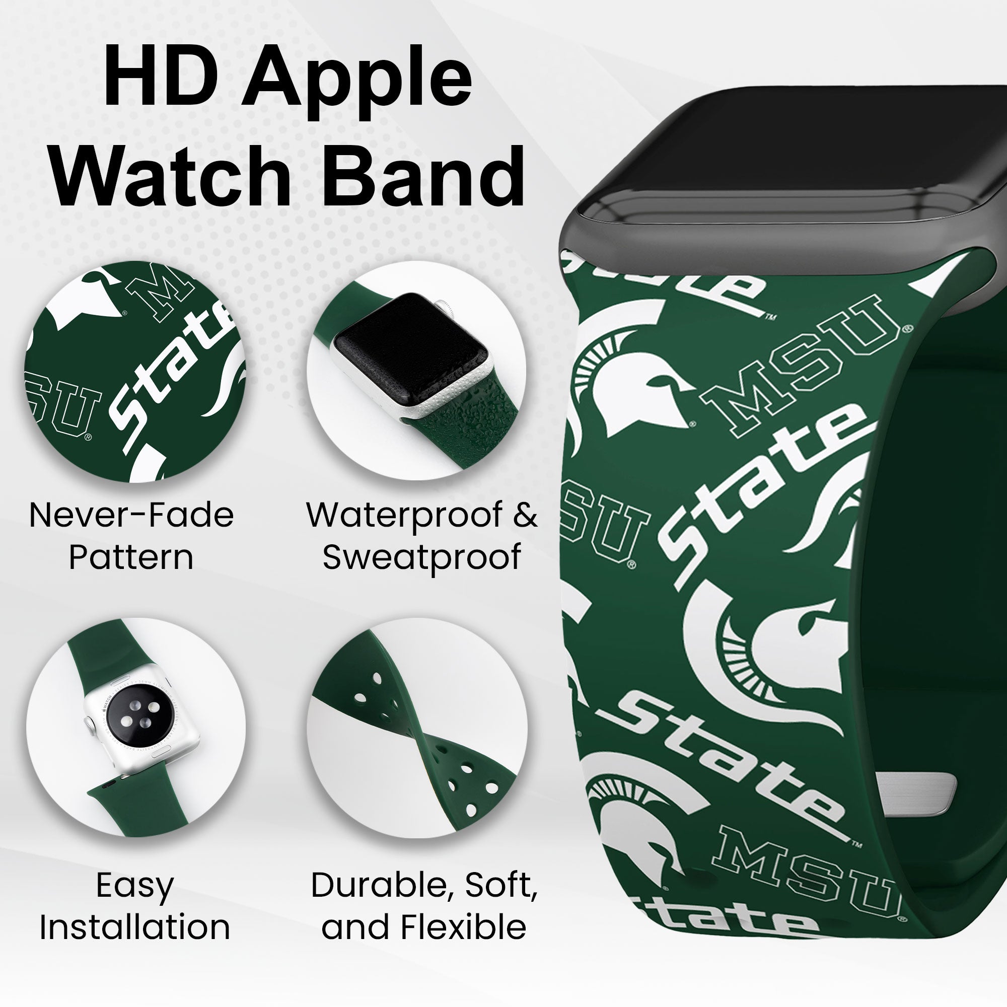 Michigan State Spartans HD Apple Watch Band