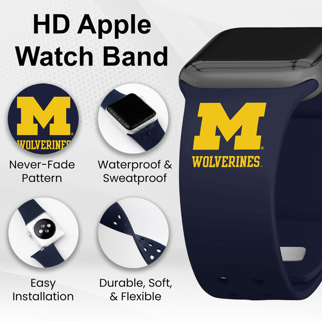 Michigan Wolverines HD Apple Watch Band for Series 1-10 & Ultra