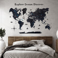 Elegant matte-black wooden quote sign for travel map decor