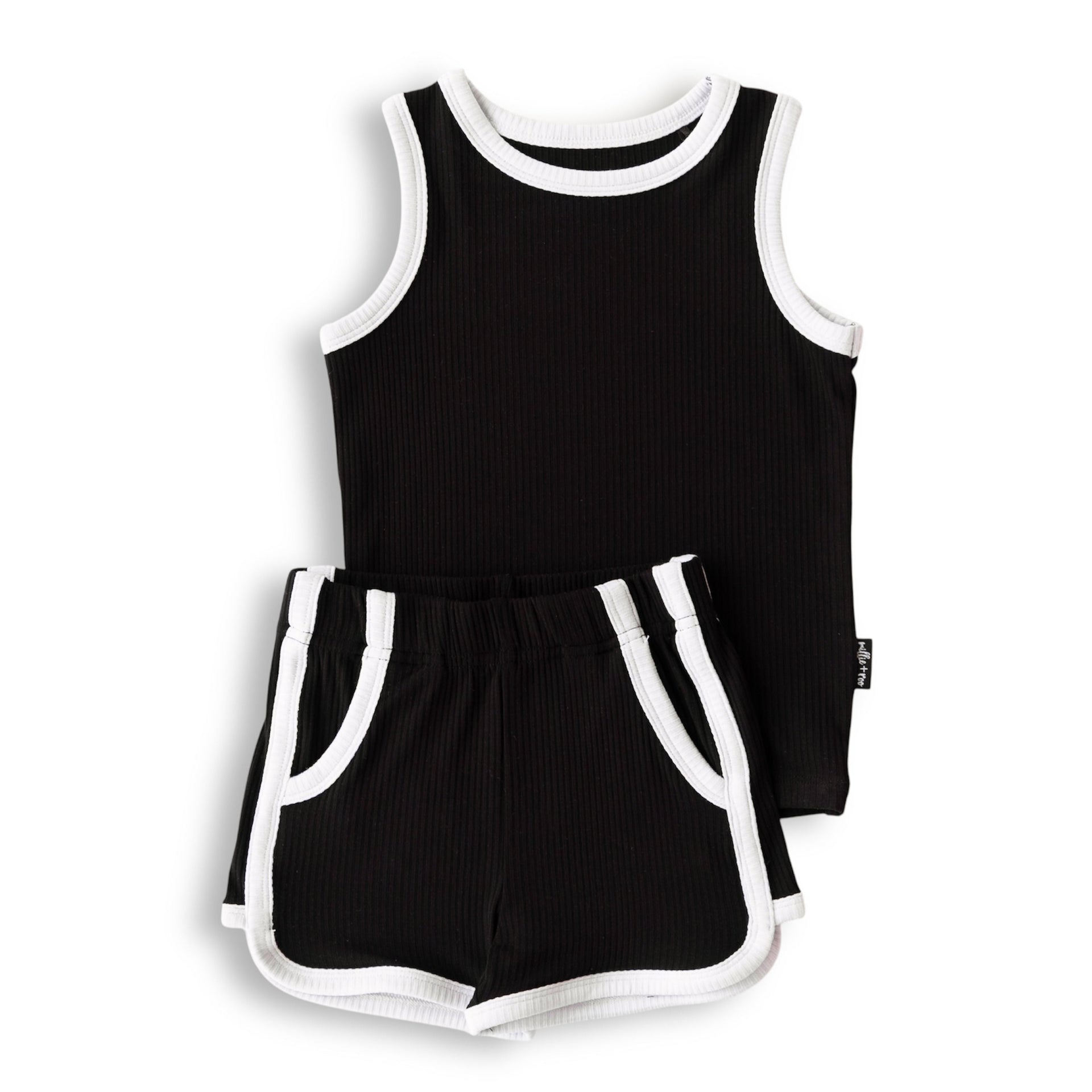 TRACK SHORTS SET- Bamboo Rib Midnight