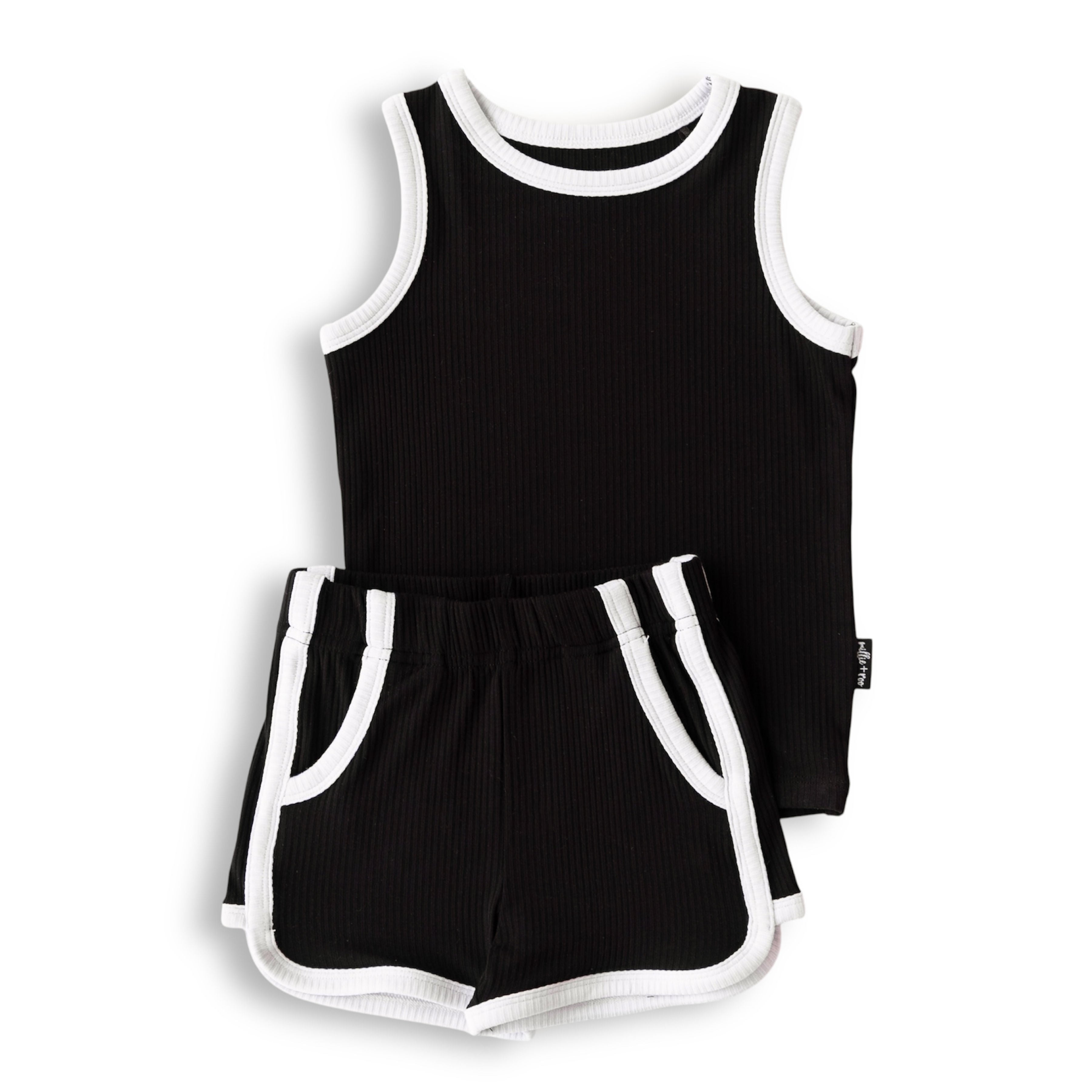 TRACK SHORTS SET- Bamboo Rib Midnight