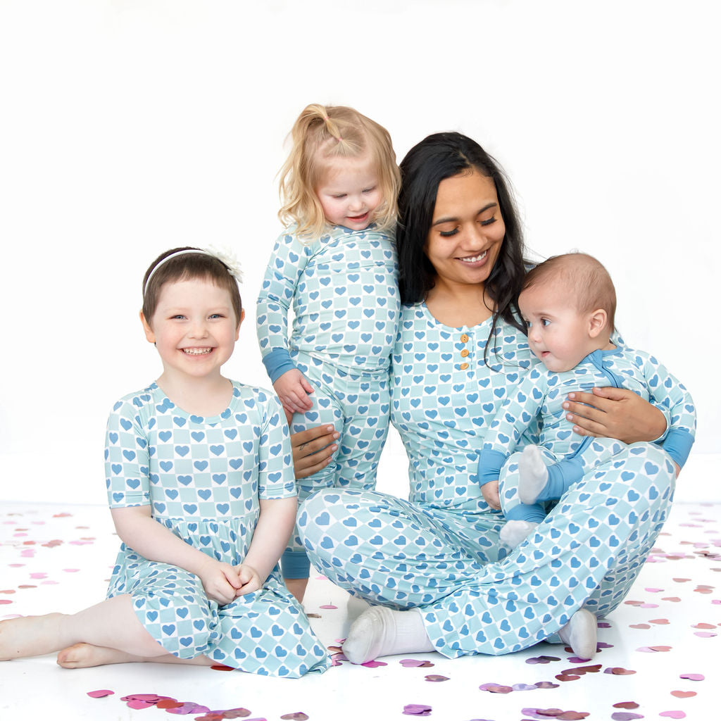 Women's Blue Hearts Pajama Set in Soft Bamboo Viscose - Image 5