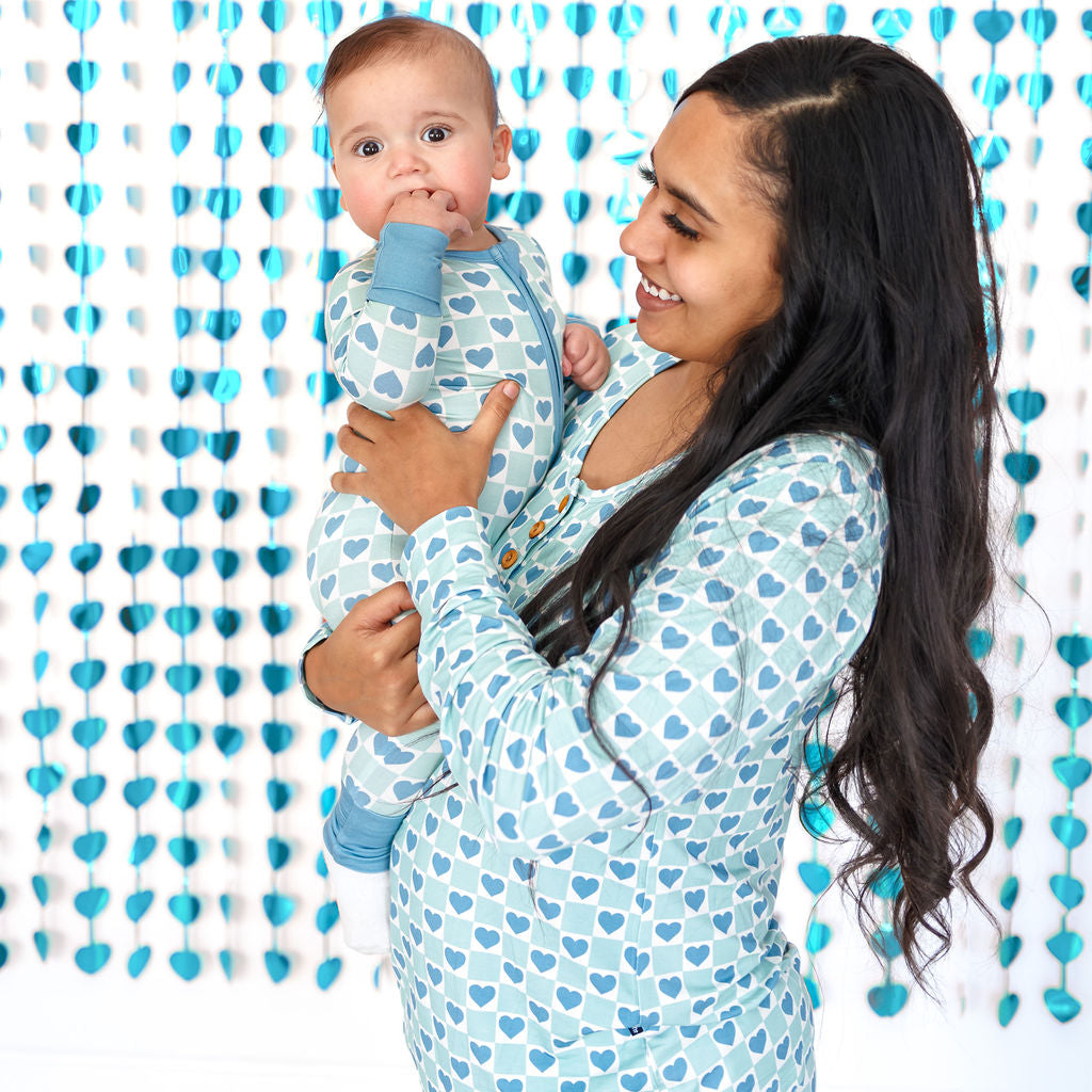 Women's Blue Hearts Pajama Set in Soft Bamboo Viscose - Image 3