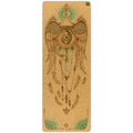 Mind of the Universe Nomad Cork Yoga Mat in tan and forest-green featuring an abstract design