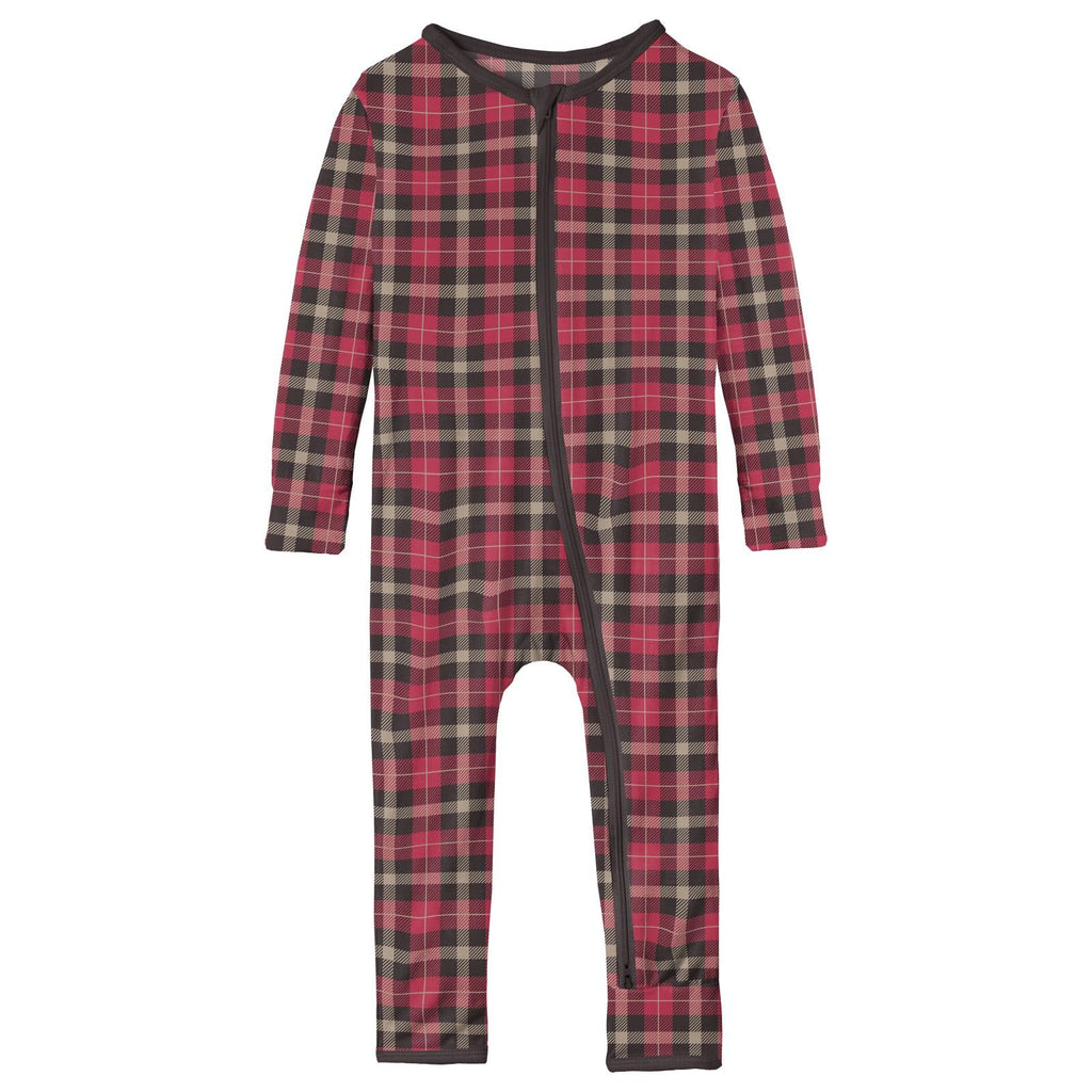 Print Coverall with 2 Way Zipper in 90's Plaid