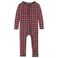 Print Coverall with 2 Way Zipper in 90's Plaid