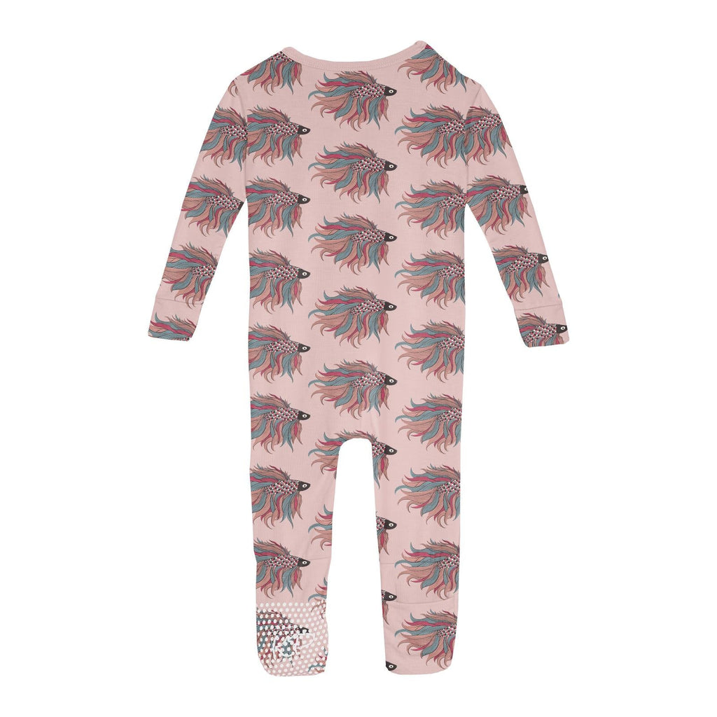Print Convertible Sleeper with Zipper in Baby Rose Rainbow Fish