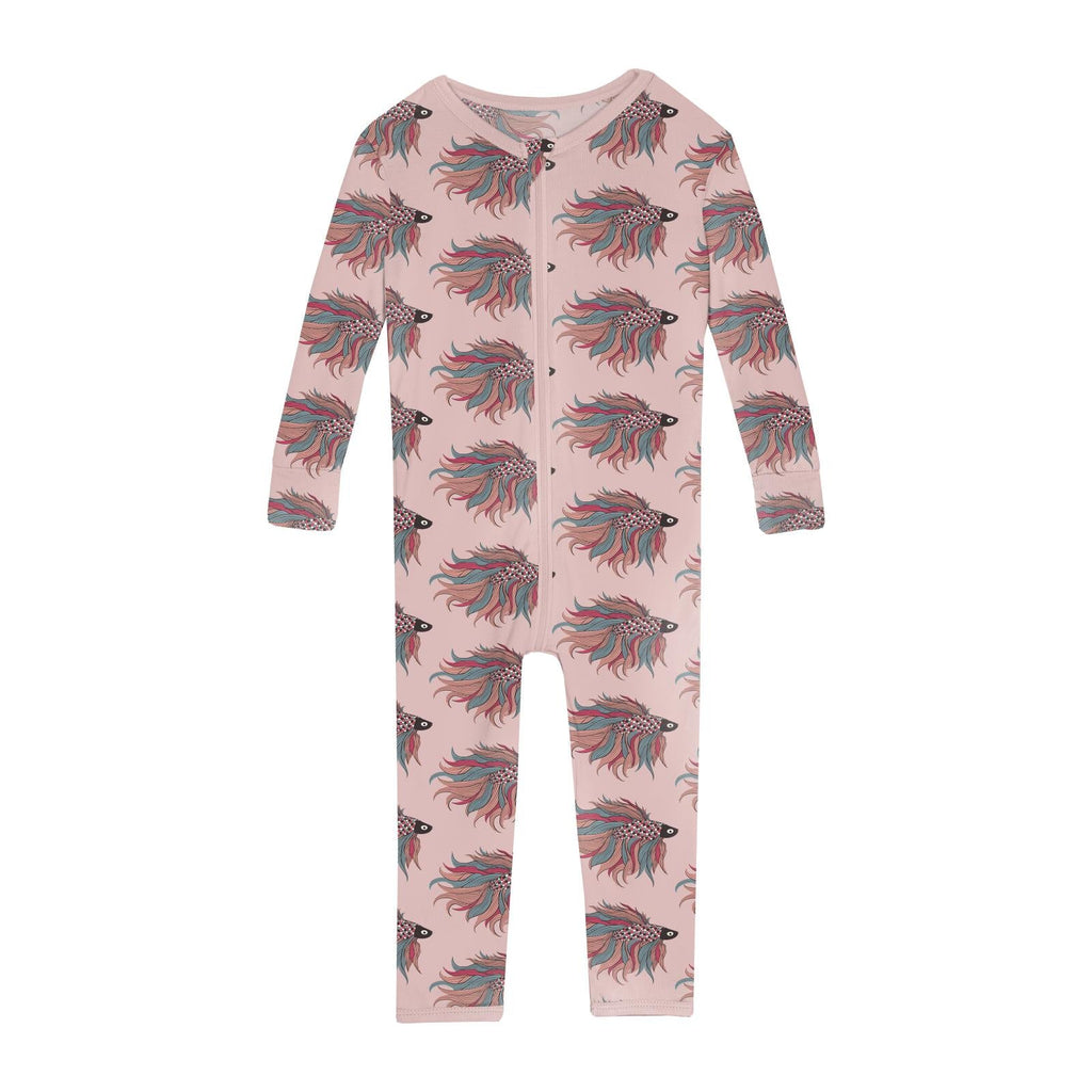 Print Convertible Sleeper with Zipper in Baby Rose Rainbow Fish