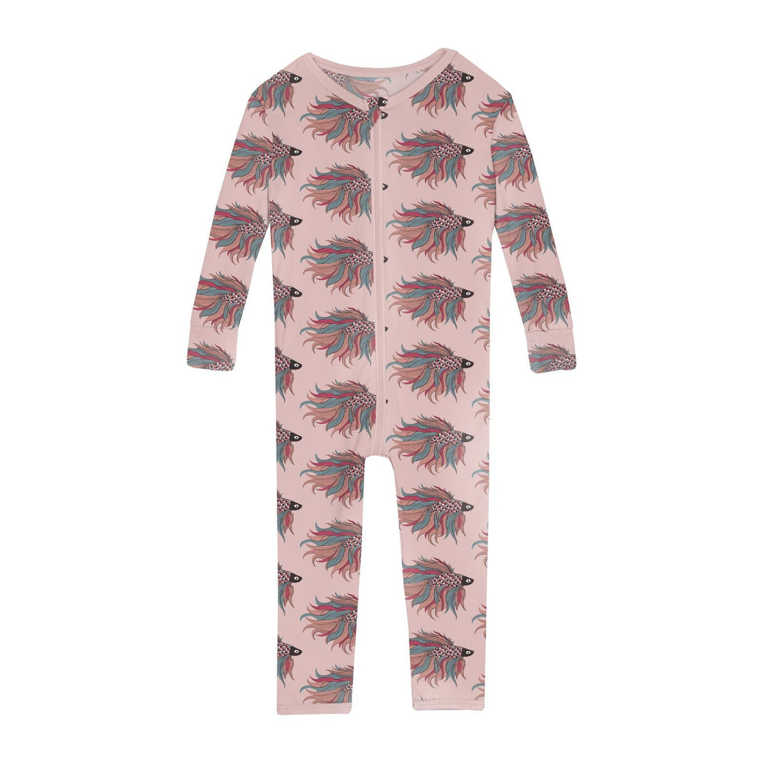 Print Convertible Sleeper with Zipper in Baby Rose Rainbow Fish