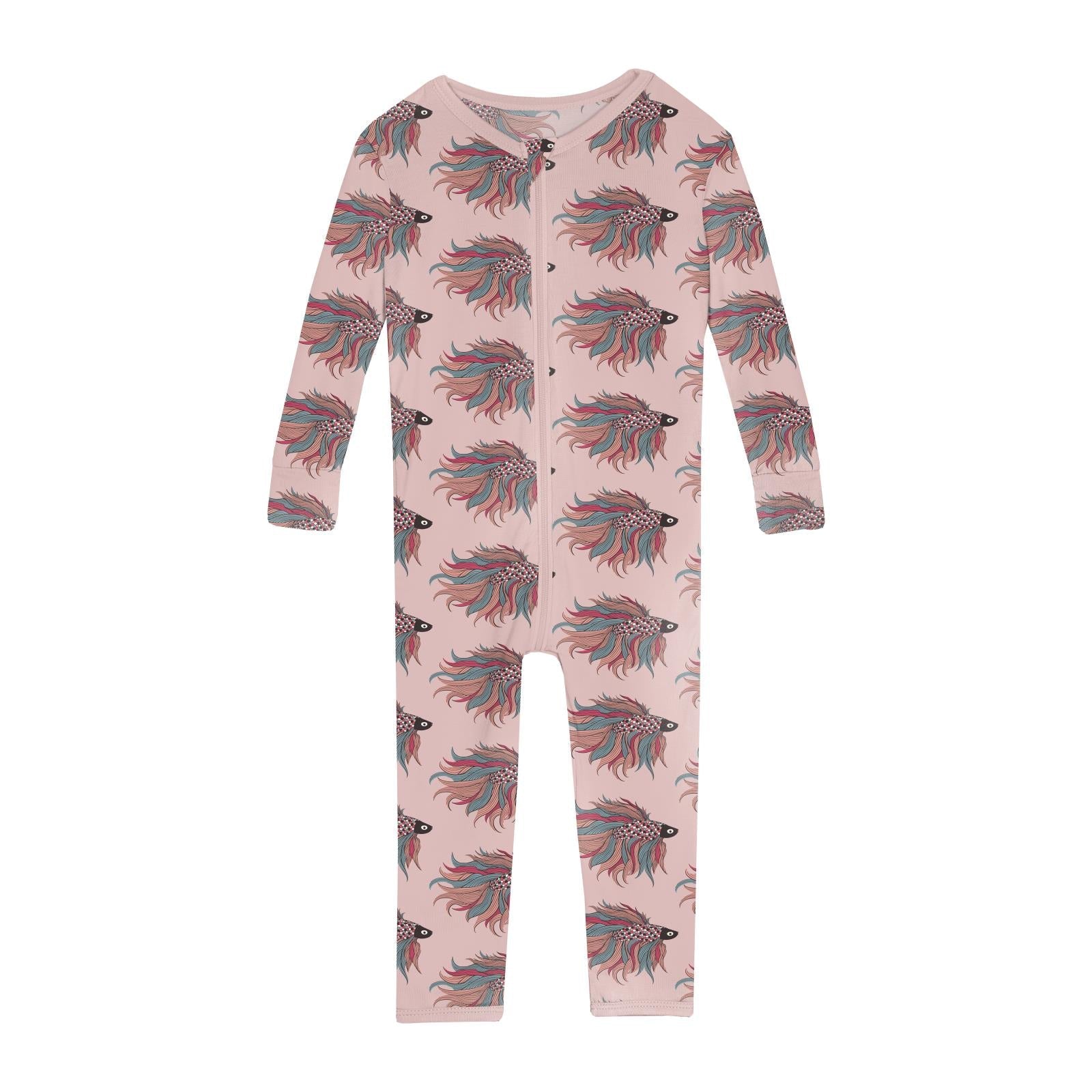 Print Convertible Sleeper with Zipper in Baby Rose Rainbow Fish