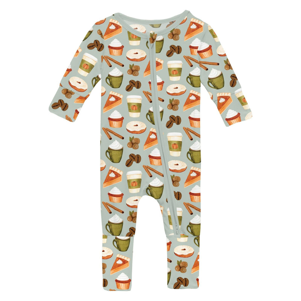 Print Convertible Coverall in Aloe Pumpkin Spice