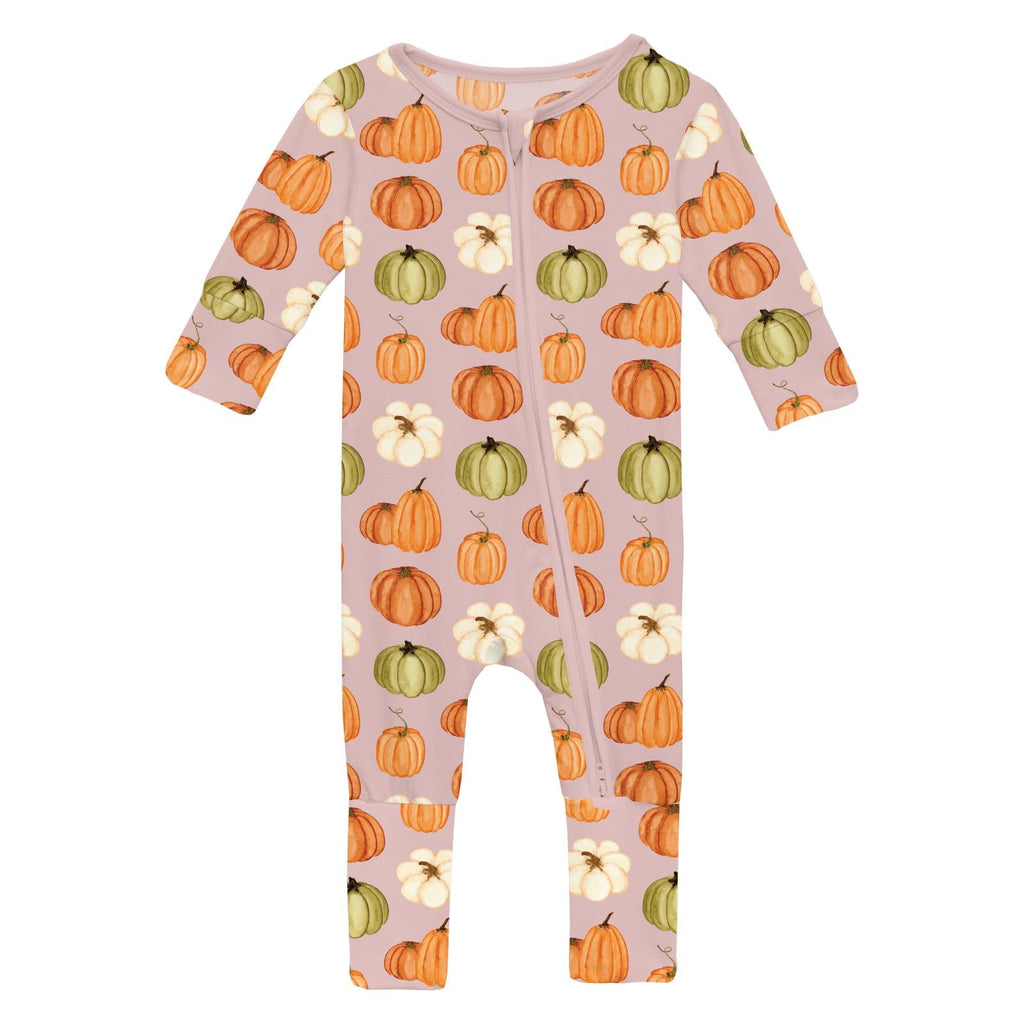 Print Convertible Coverall in Baby Rose Pumpkin Patch
