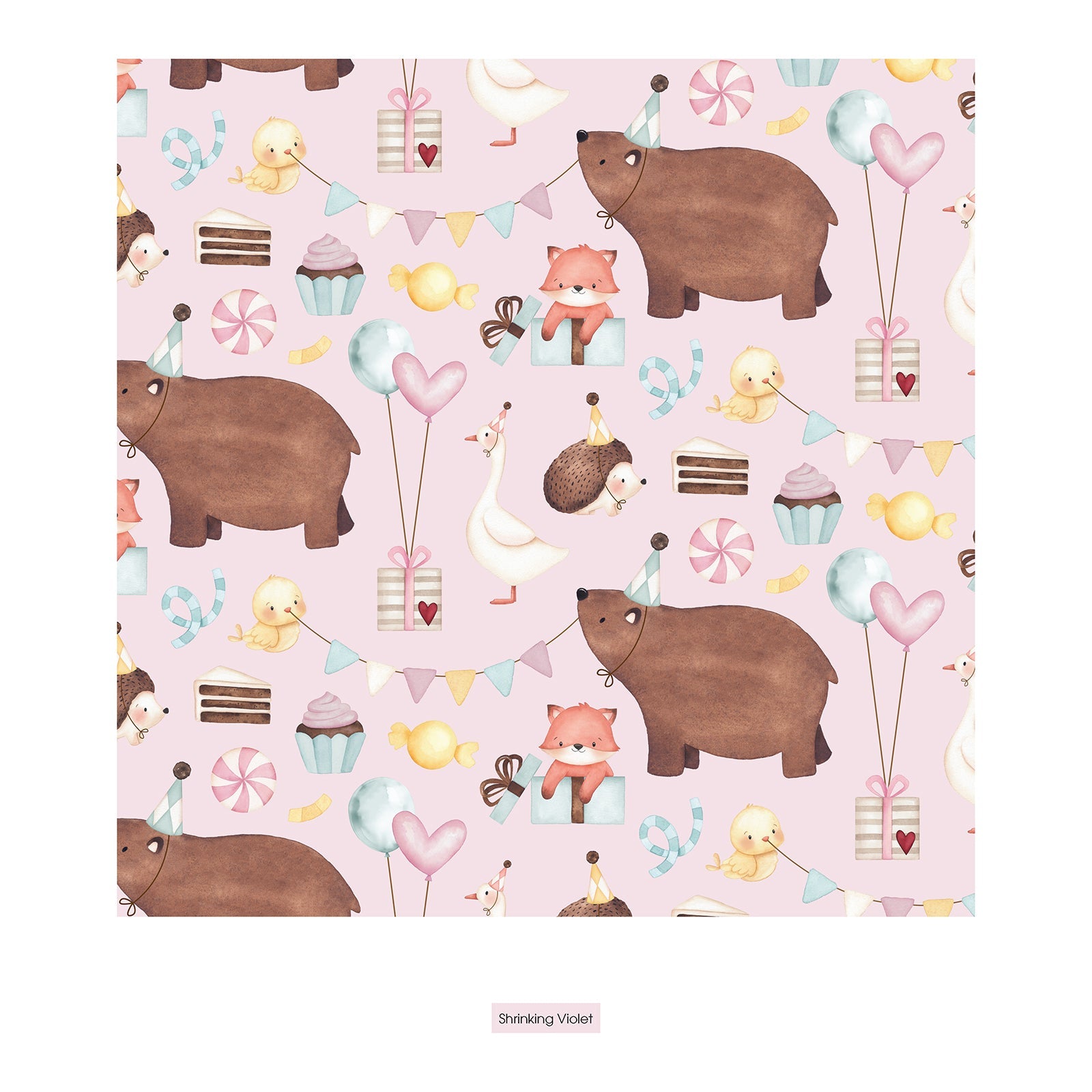 Print Coverall with 2 Way Zipper in Shrinking Violet Forest Party