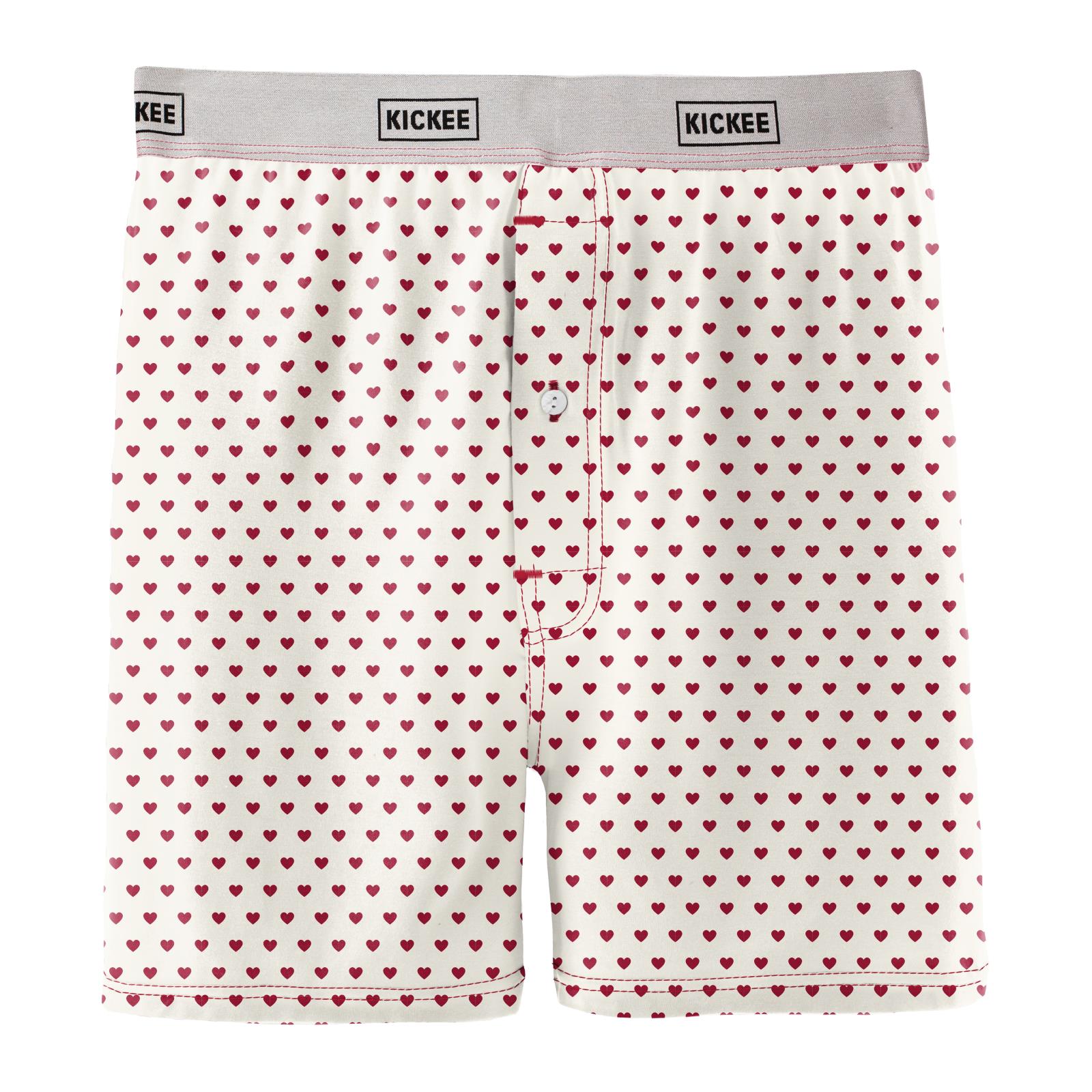 Men's Print Boxer Short in Natural Hearts