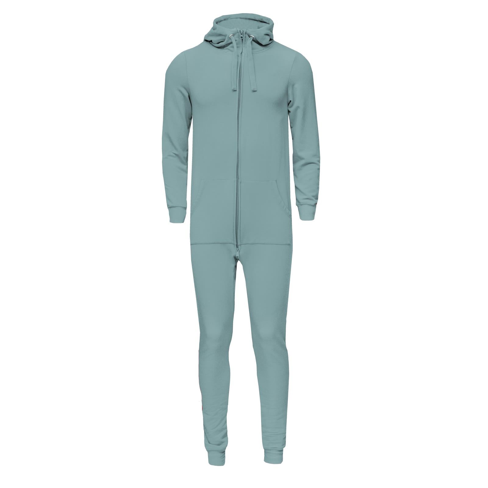 Adult Fleece Jumpsuit with Hood in Jade