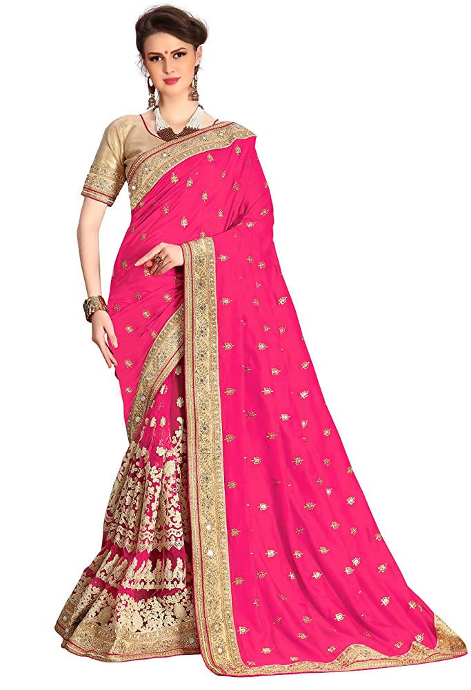 Light Pink Brocade Silk Saree with Unstitched Blouse