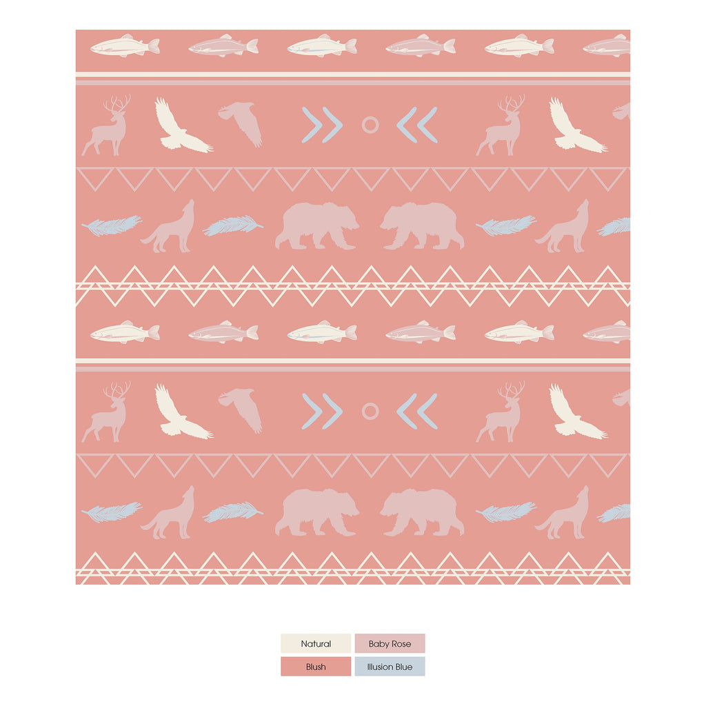 Print Coverall with 2 Way Zipper in Blush Native Tribal Lore