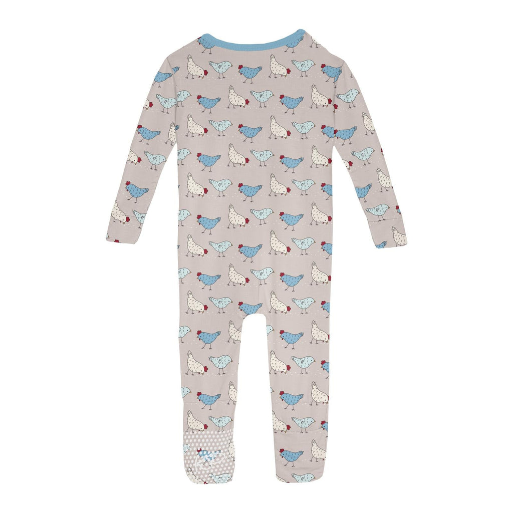 Print Convertible Sleeper with Zipper in Latte Chickens