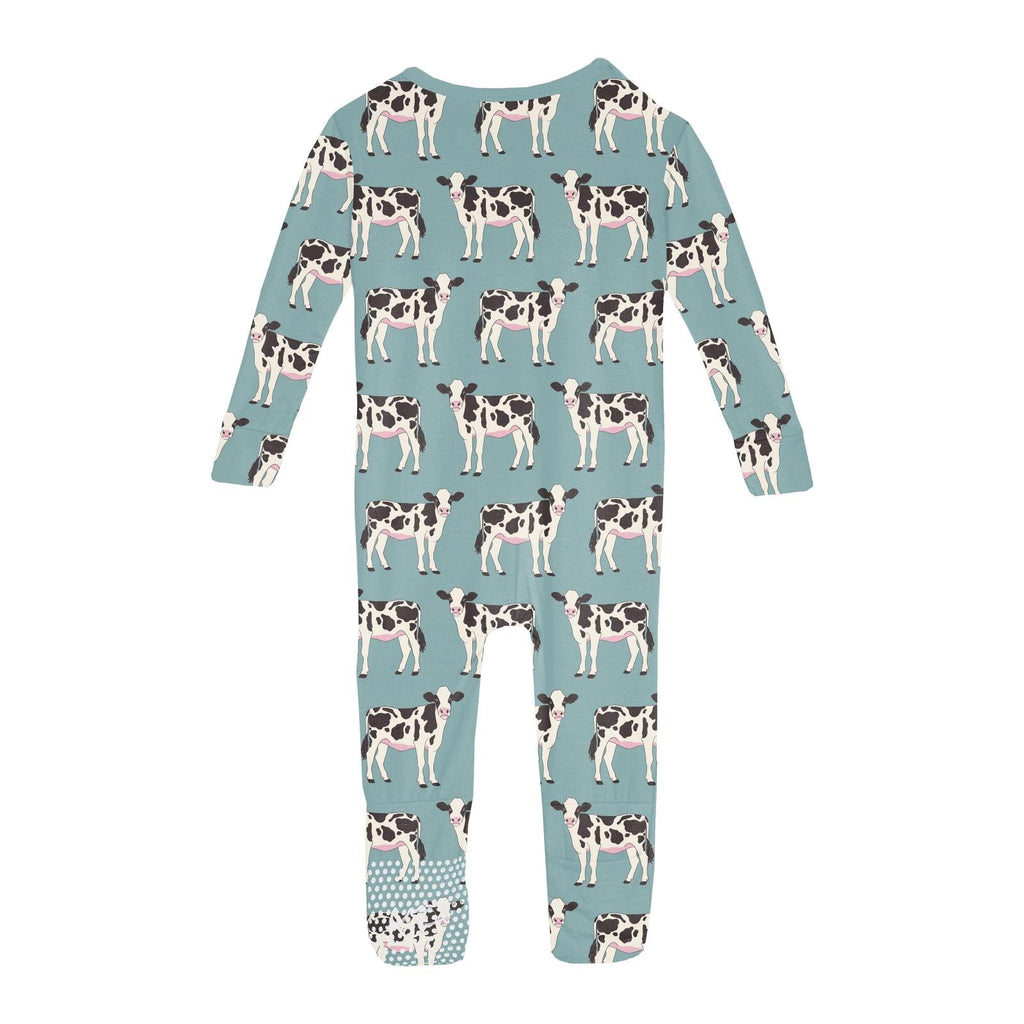 Print Convertible Sleeper with Zipper in Jade Cows