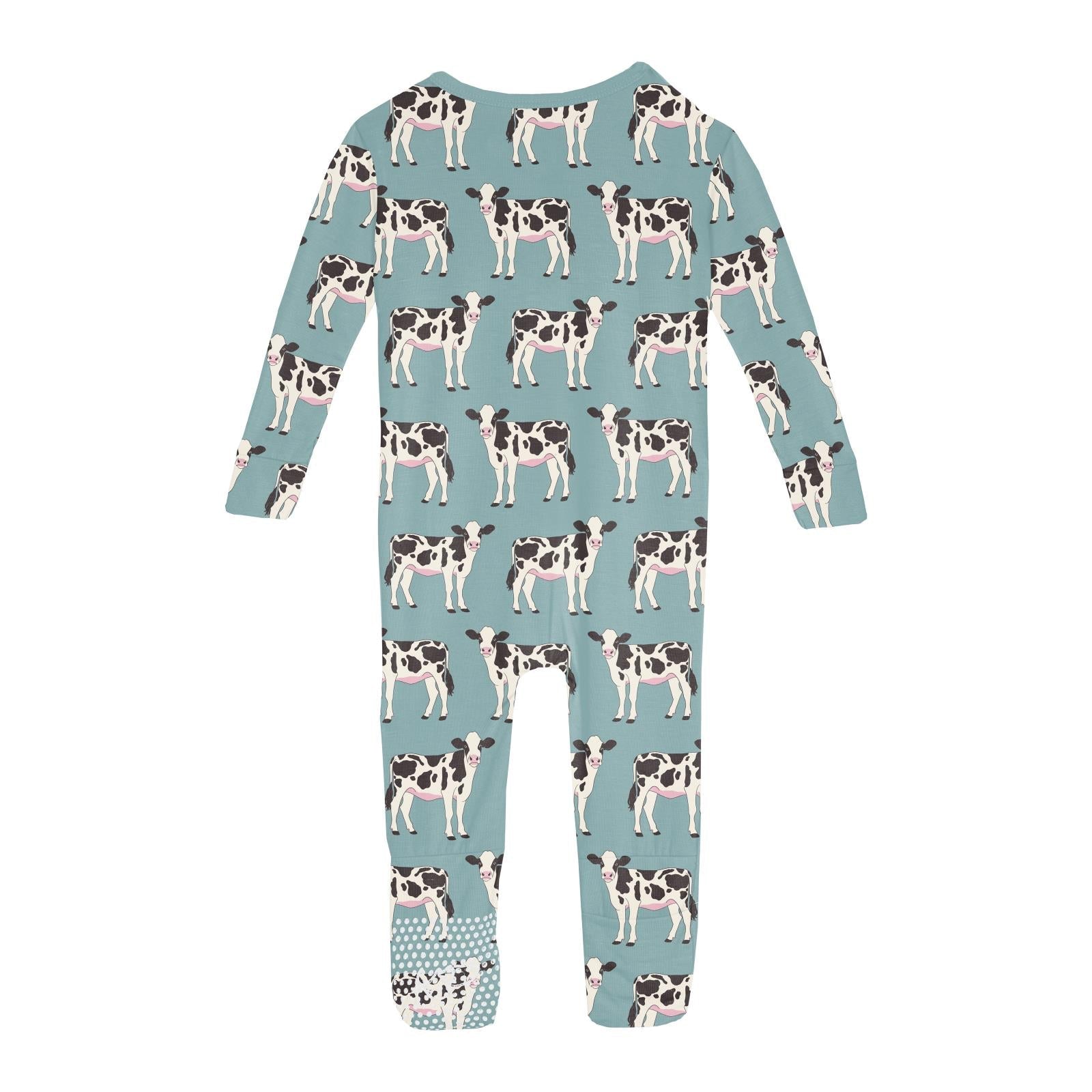 Print Convertible Sleeper with Zipper in Jade Cows