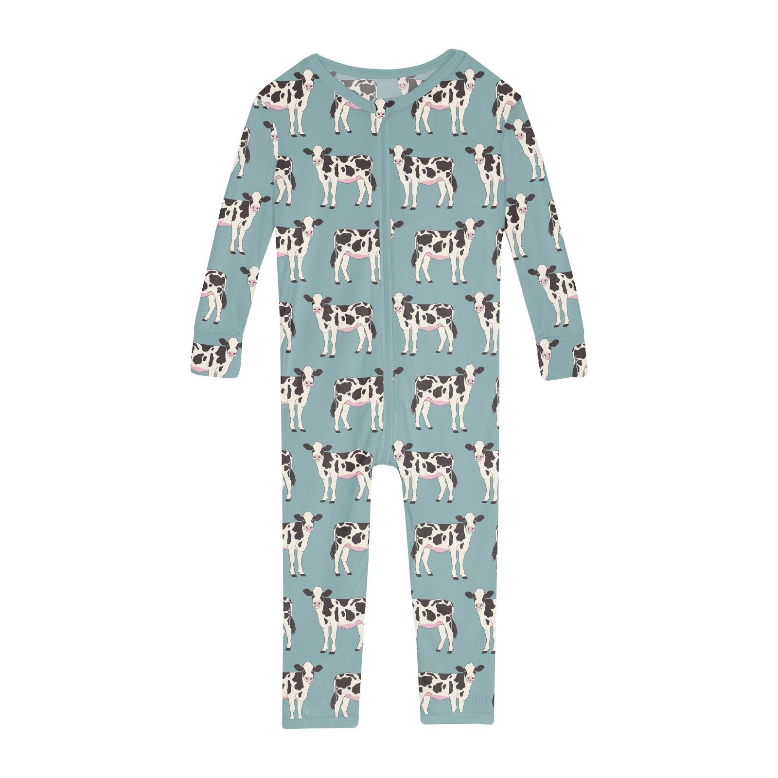 Print Convertible Sleeper with Zipper in Jade Cows