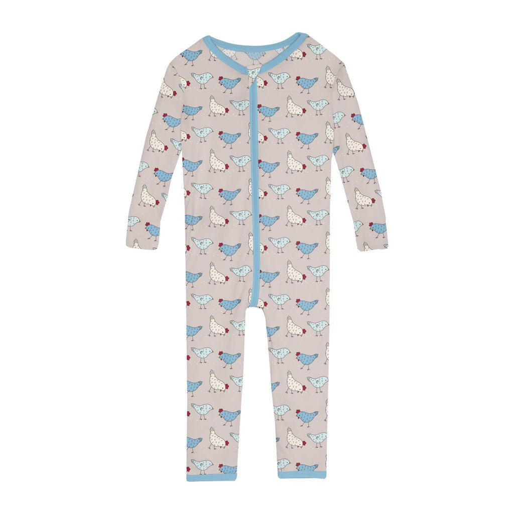 Print Convertible Sleeper with Zipper in Latte Chickens