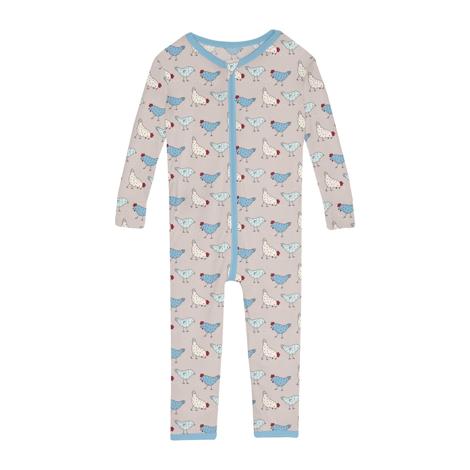 Print Convertible Sleeper with Zipper in Latte Chickens