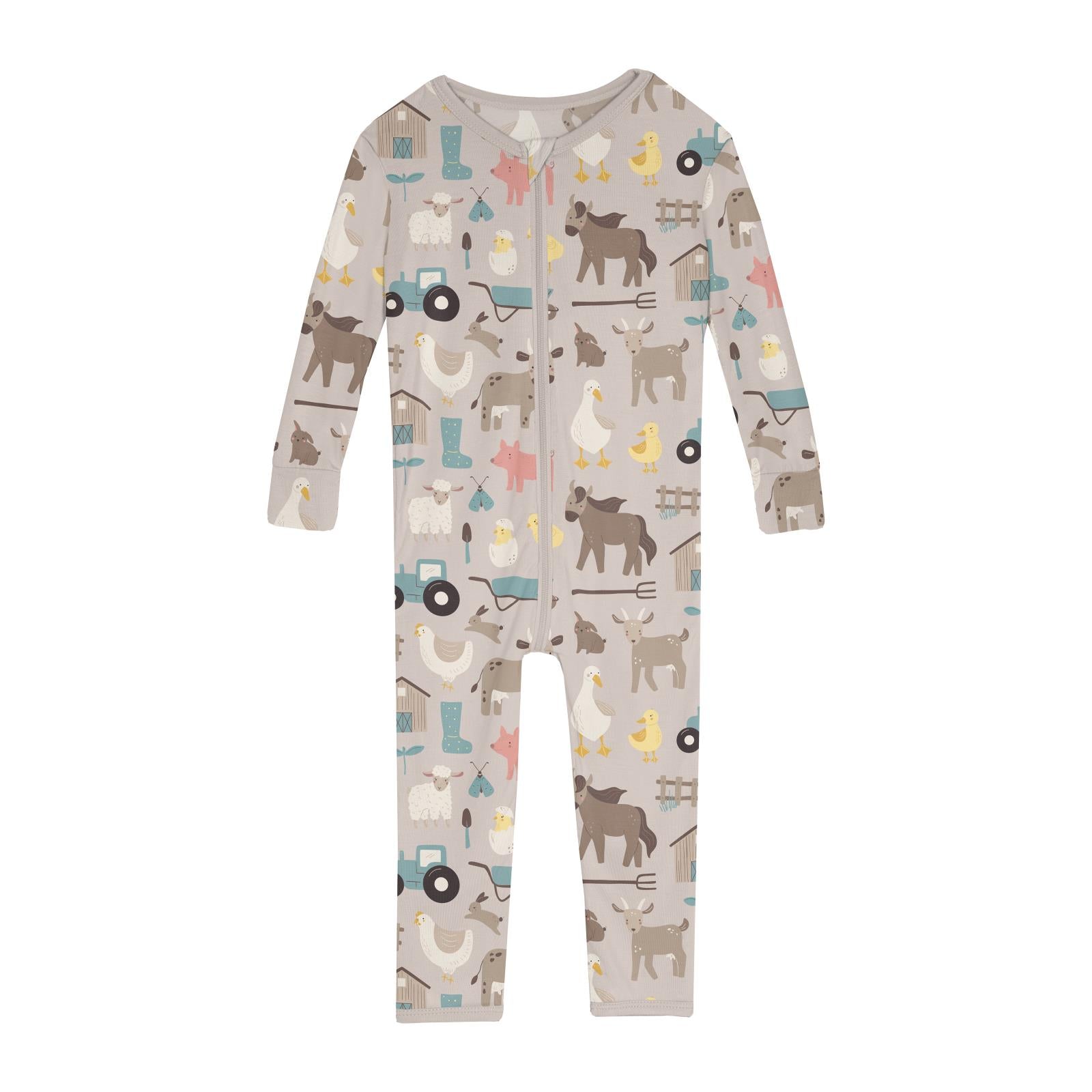Print Convertible Sleeper with Zipper in Latte Morning on the Farm