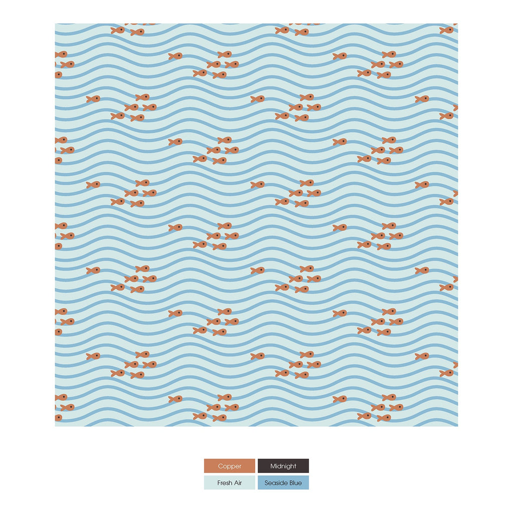 Print Finn Zip Tank Romper in Fresh Air Little Fishy