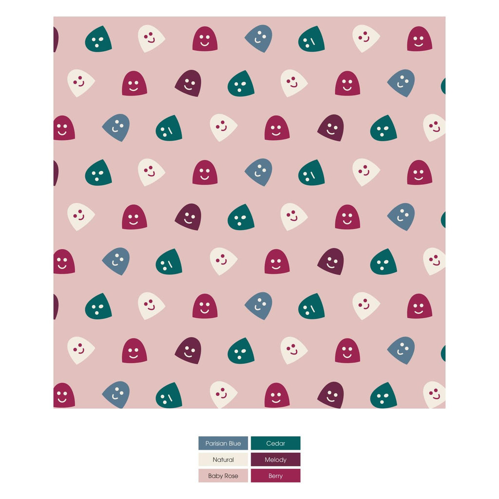Print Coverall with 2 Way Zipper in Baby Rose Happy Gumdrops