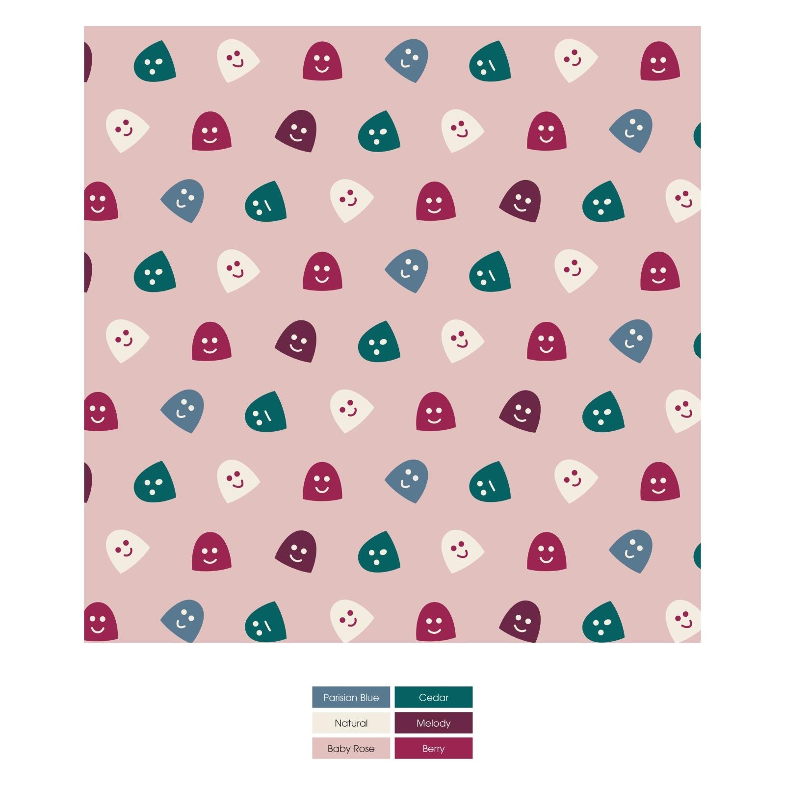 Print Coverall with 2 Way Zipper in Baby Rose Happy Gumdrops