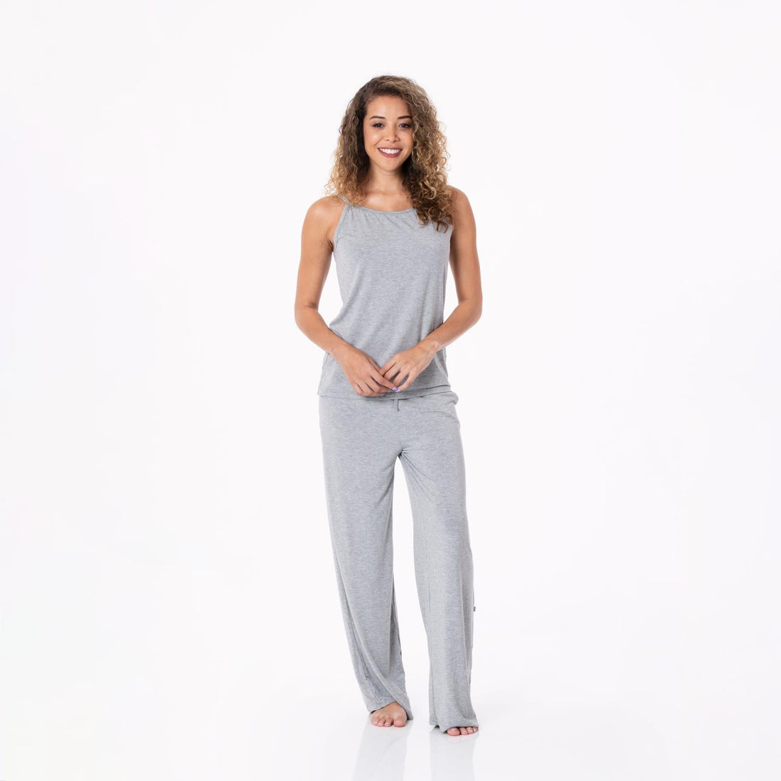 Women's Cami and Lounge Pants Pajama Set in Heathered Mist - Image 4