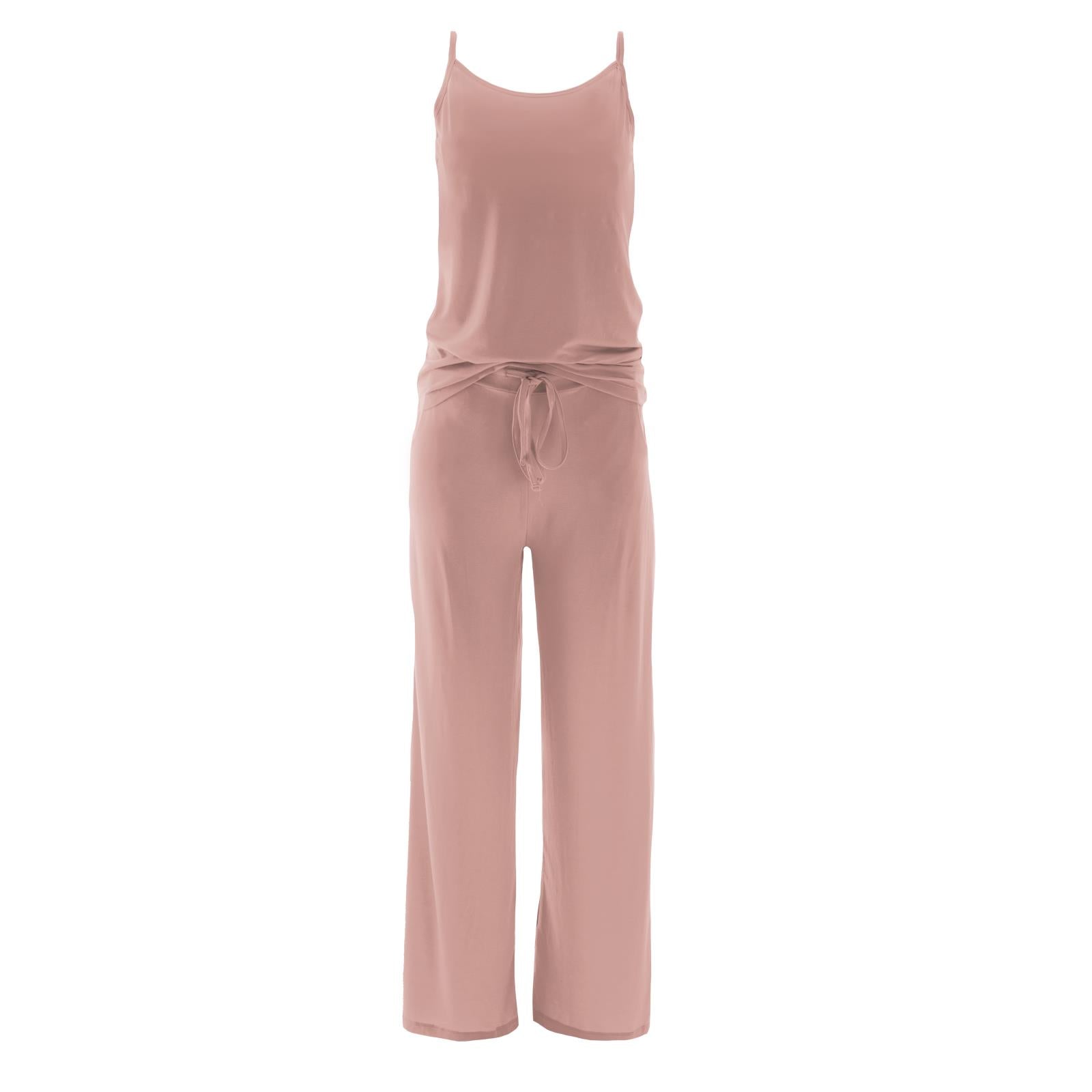 Women's Cami and Wide Leg Lounge Pants Pajama Set in Blush - Image 4