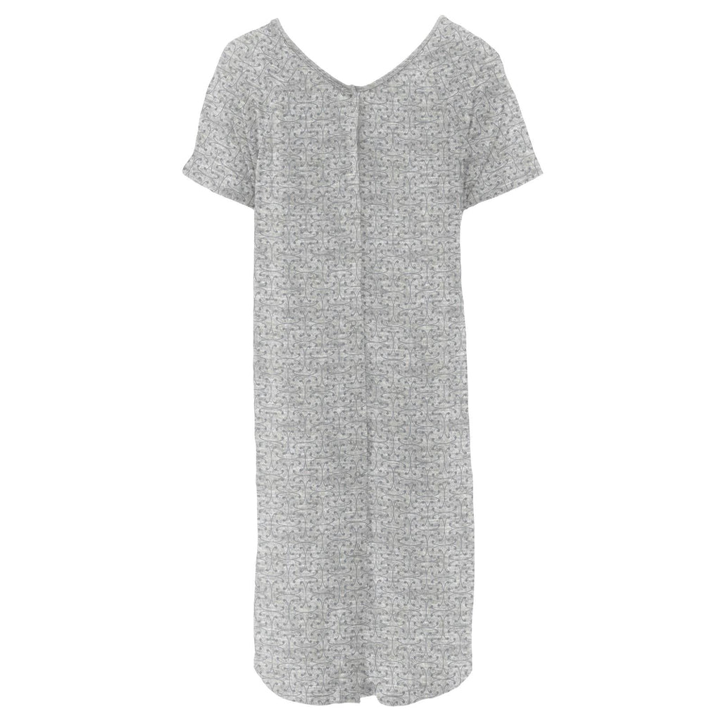 Women's Print Hospital Gown in Road Trip Lattice
