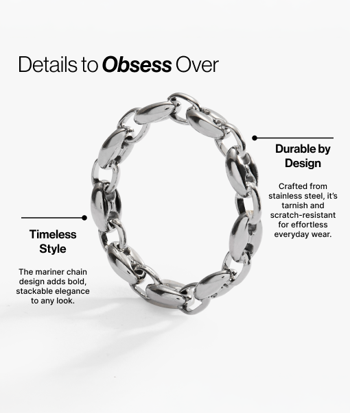 Frozen Mariner Chain Ring in Polished Gold - Minimalist Stackable