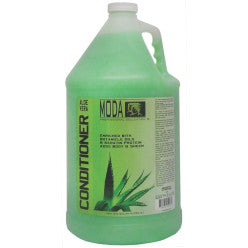 1 Gallon container of green MODA Aloe Vera Conditioner enriched with keratin and botanical oils.