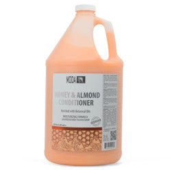 Gallon bottle of Moda Honey Almond Conditioner for professional hair care