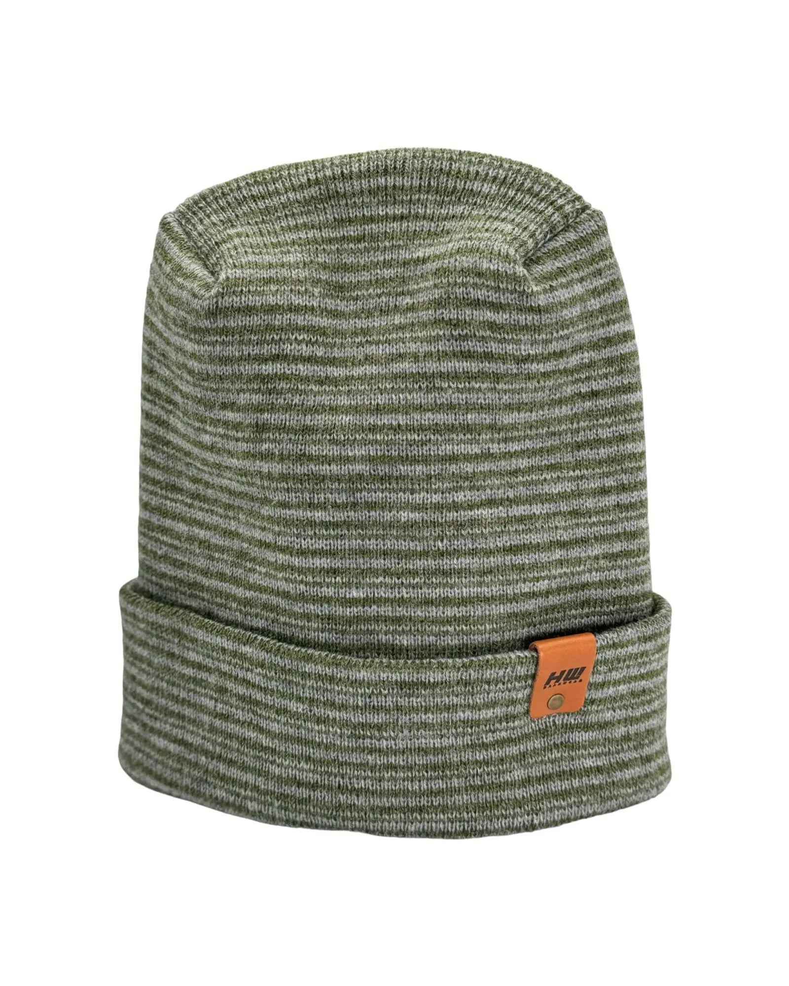 HAAKWEAR H-Stitch Contrast Cuffed Beanie – Gray/Green | Made in USA | Trending Designer Winter Hat 2025